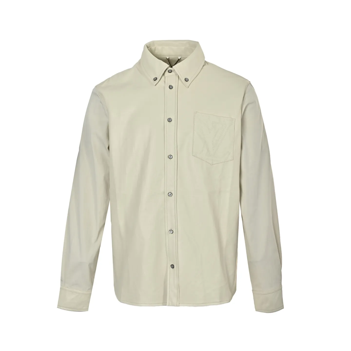 Louis Vuitton/Louis Vuitton 26Fw mixed leather embroidered logo shirt jacket